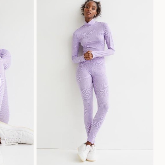 H&M purple jersey printed leggings - Picture 2 of 5